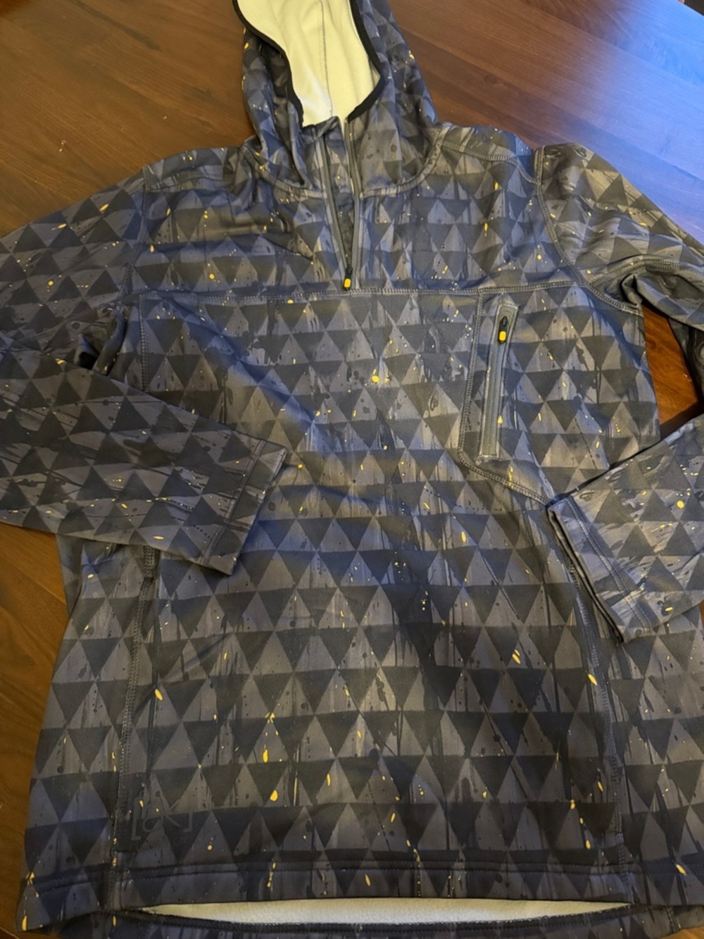 Burton Gray Pullover Hoodie with Yellow Speckle Accents - large